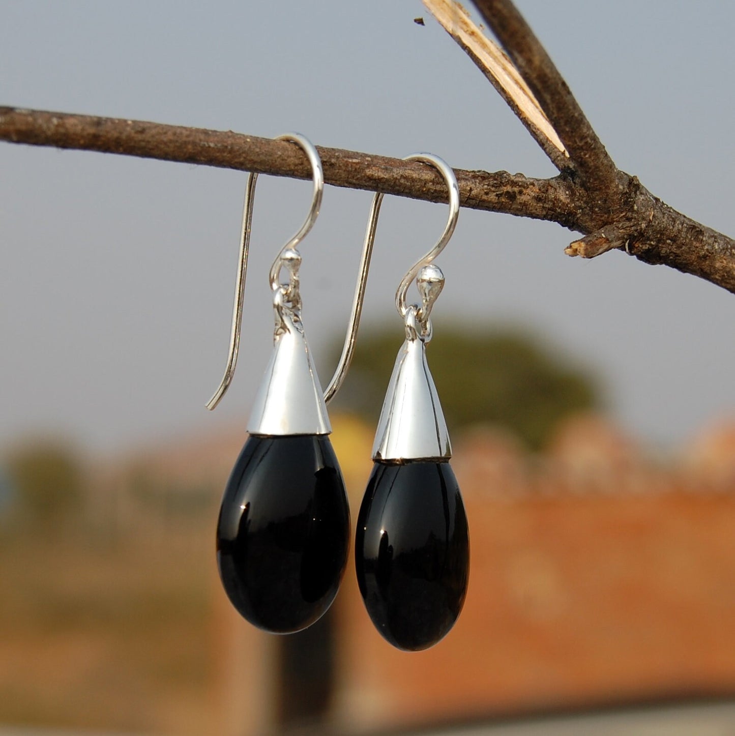 Black Onyx Teardrop Earrings