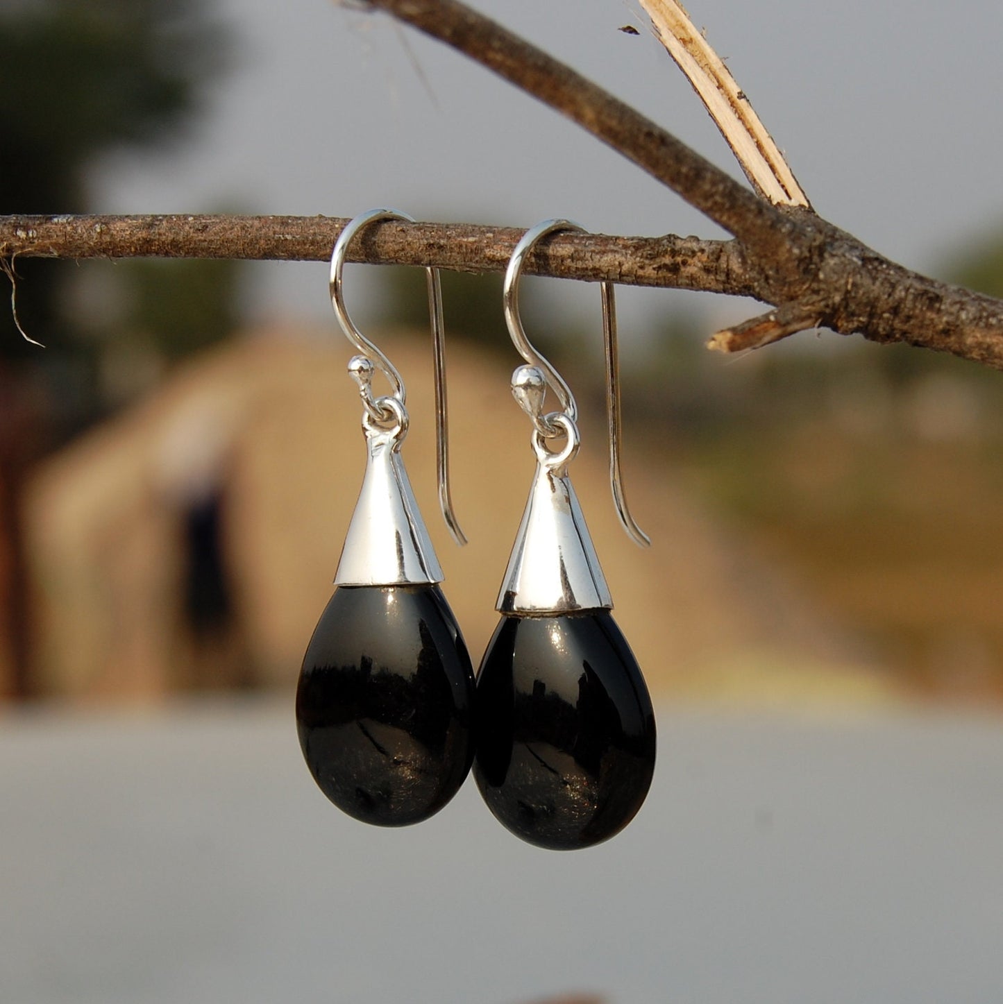 Black Onyx Teardrop Earrings