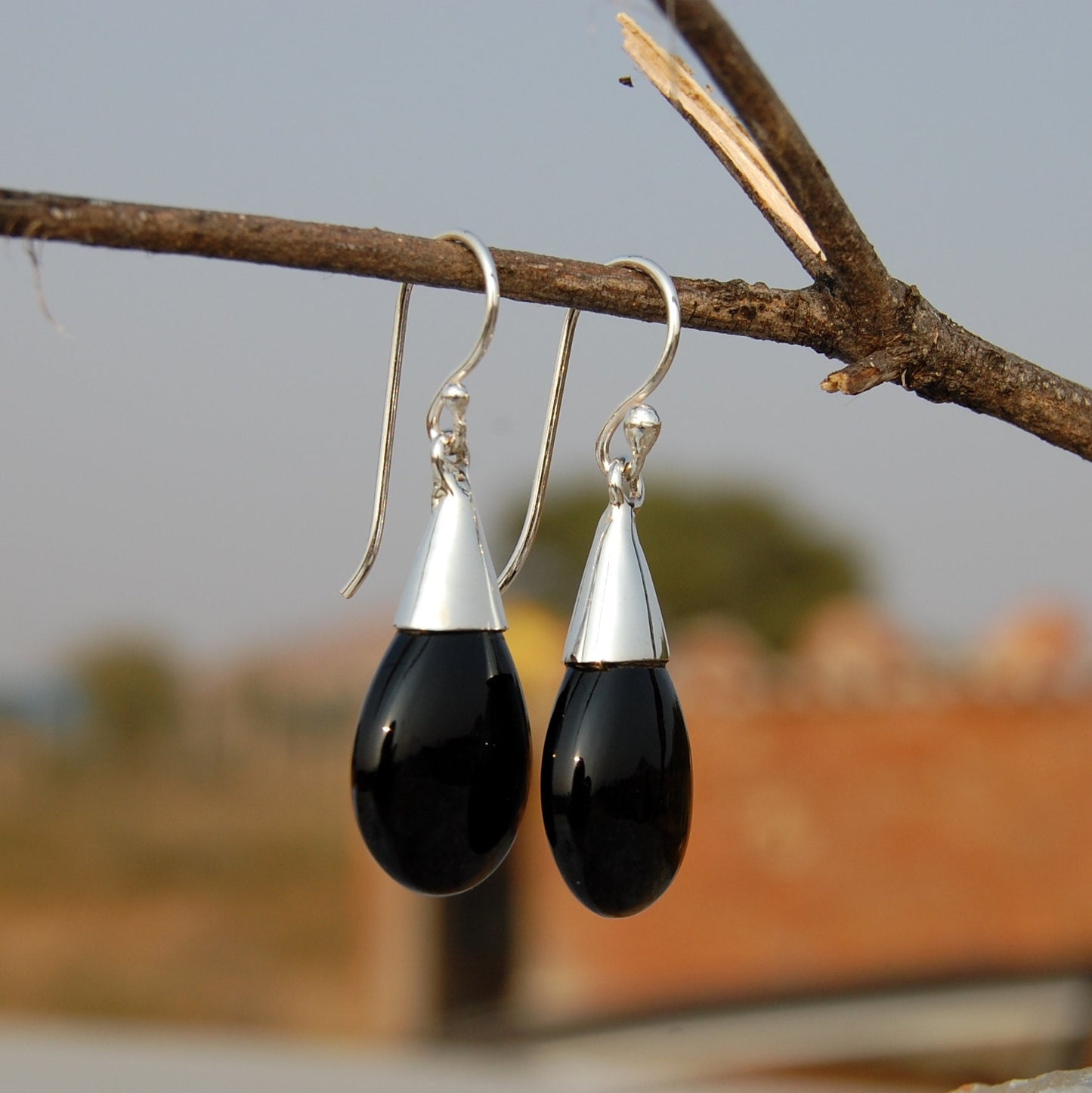 Black Onyx Teardrop Earrings