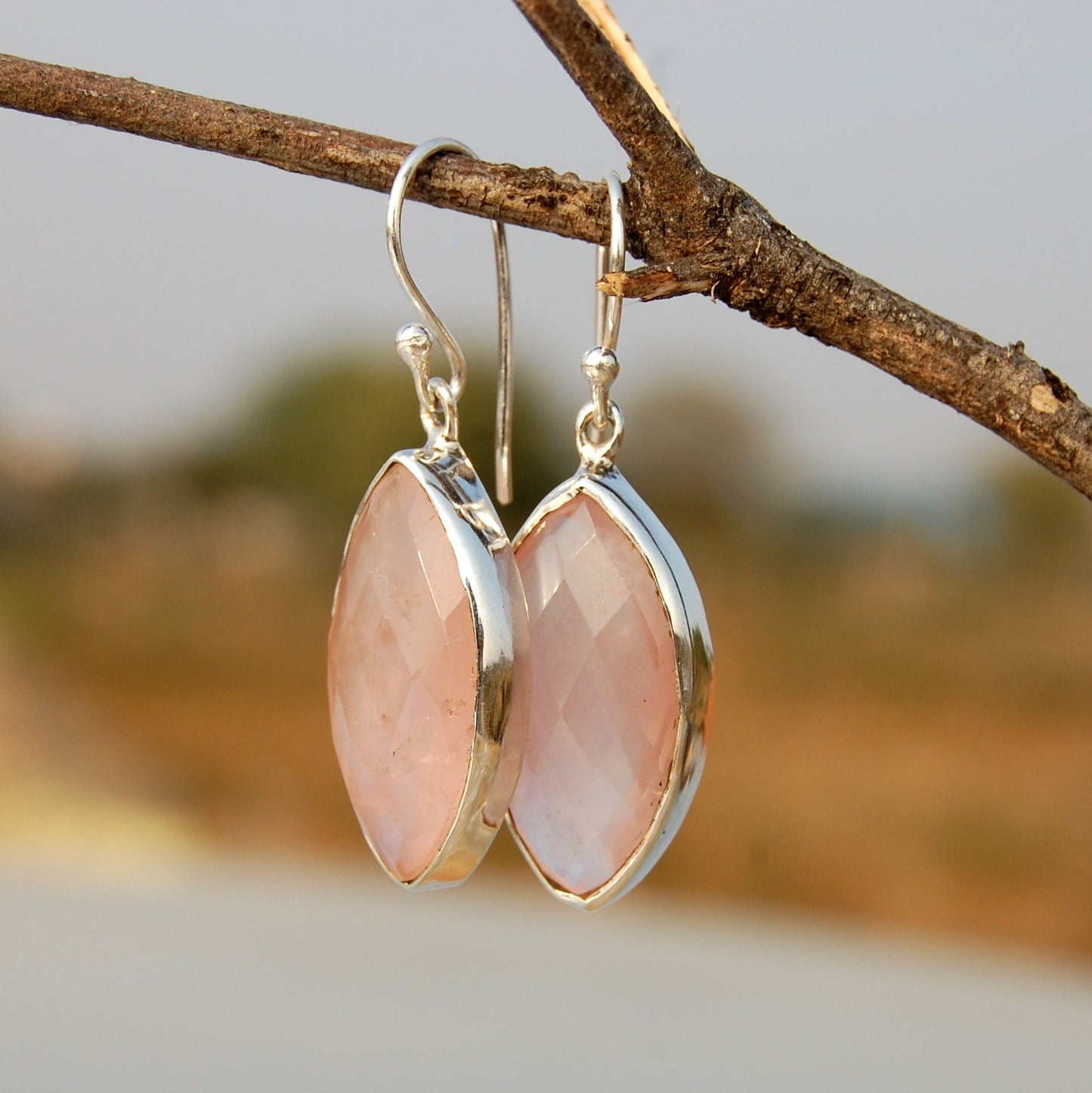 Lovely Rose Quartz Drop Earrings