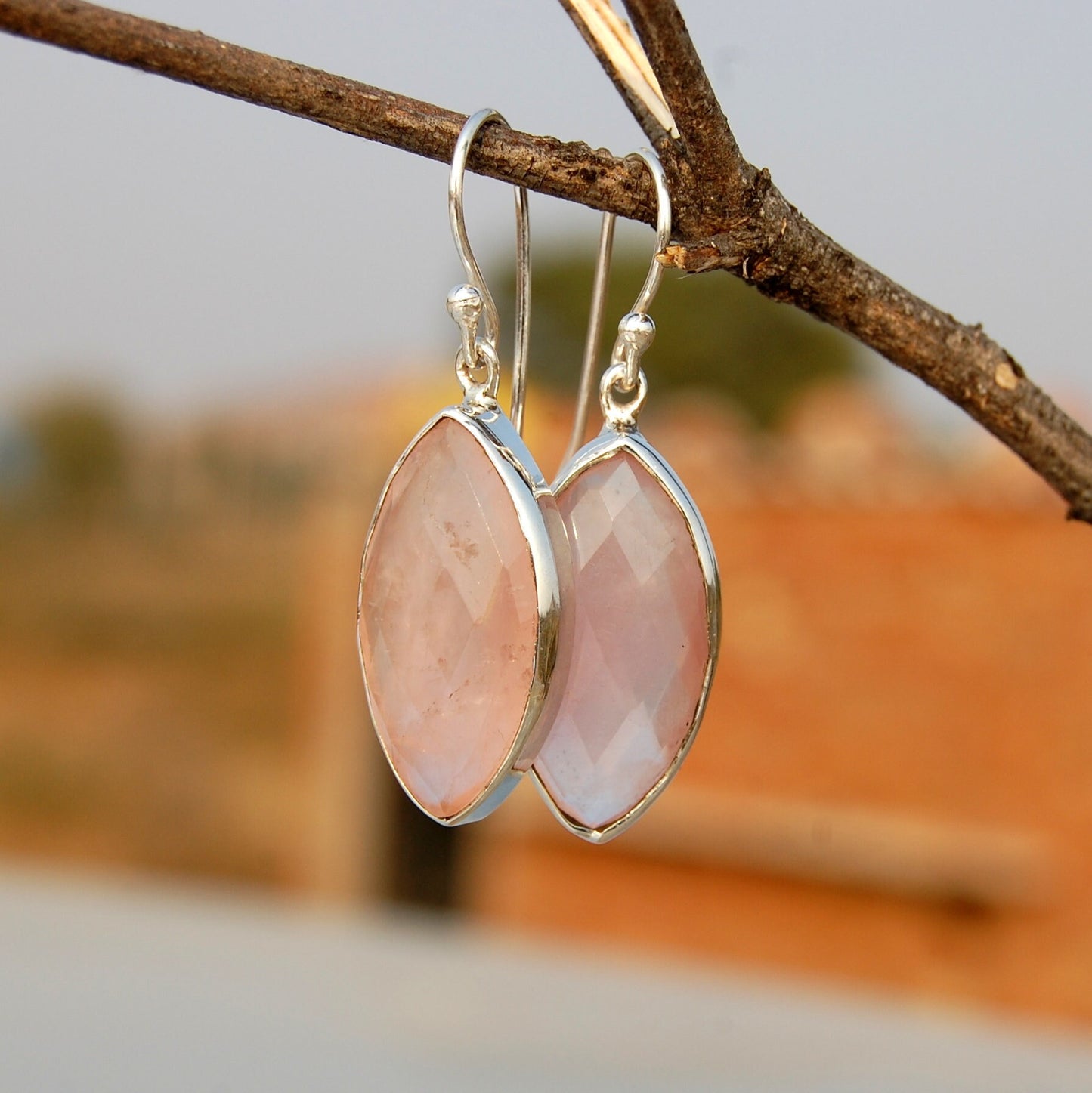 Lovely Rose Quartz Drop Earrings