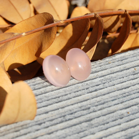 Pink Chalcedony Stud Earrings