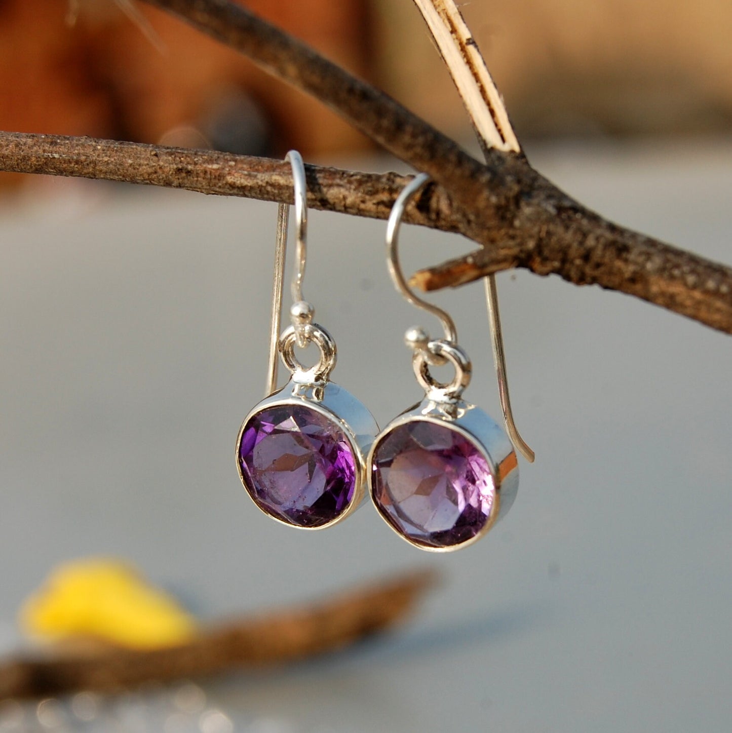 Amethyst Round Cut Earrings