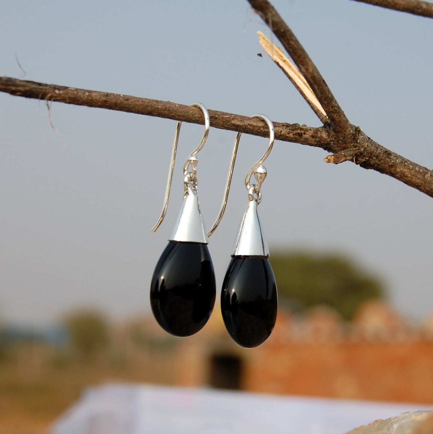 Black Onyx Teardrop Earrings