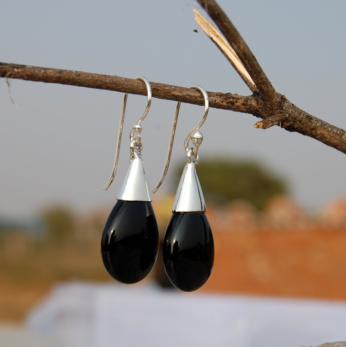 Black Onyx Teardrop Earrings