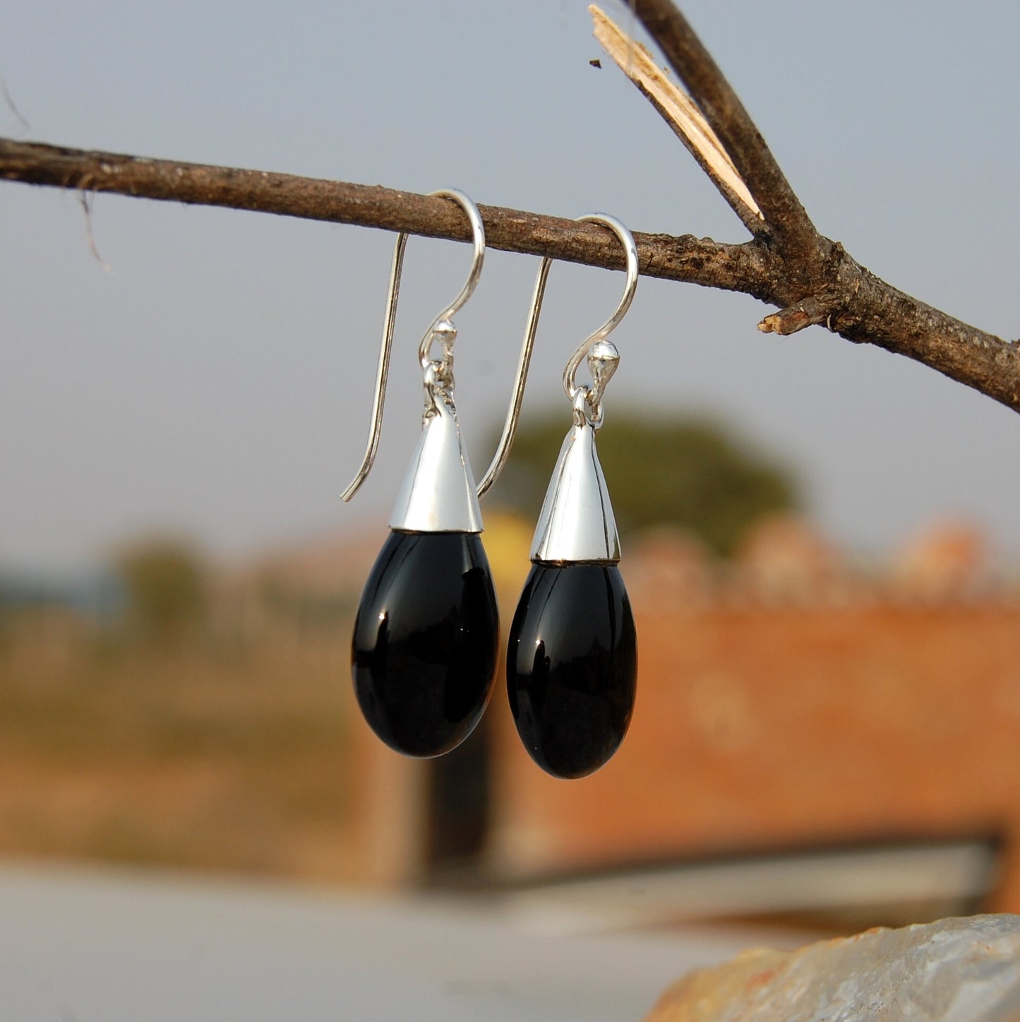 Black Onyx Teardrop Earrings