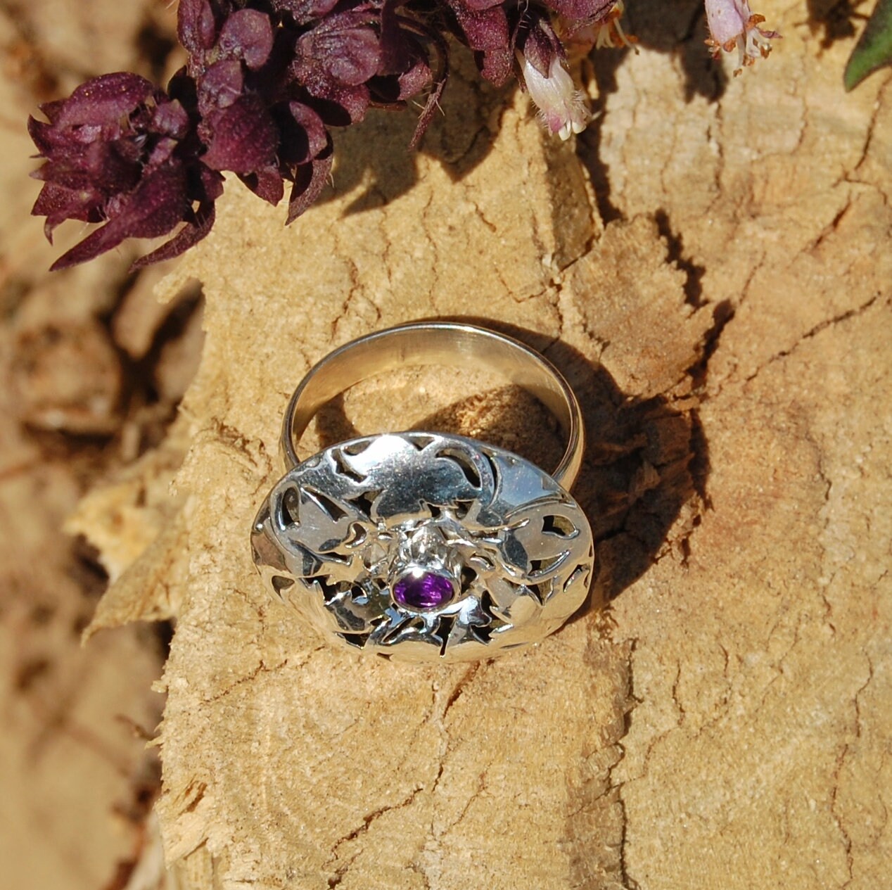 Amethyst Boho Ring