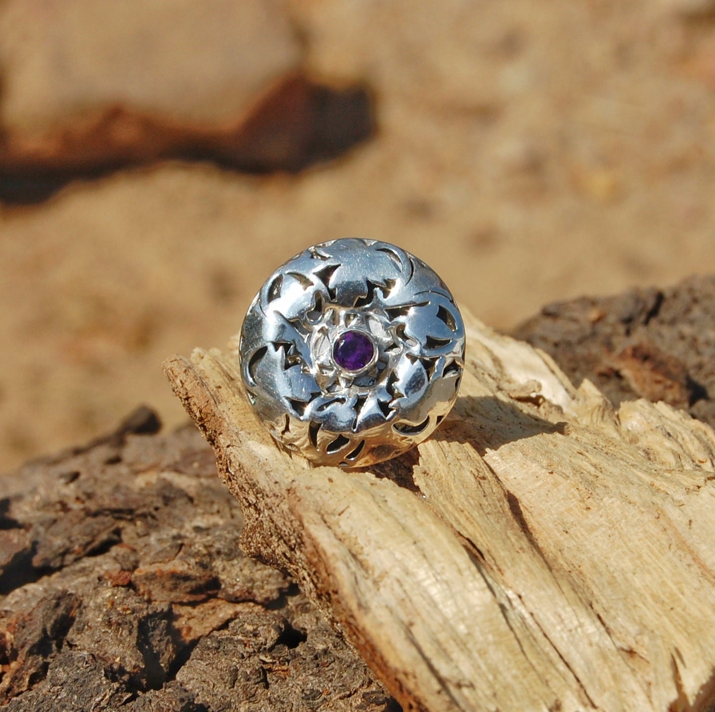 Amethyst Boho Ring