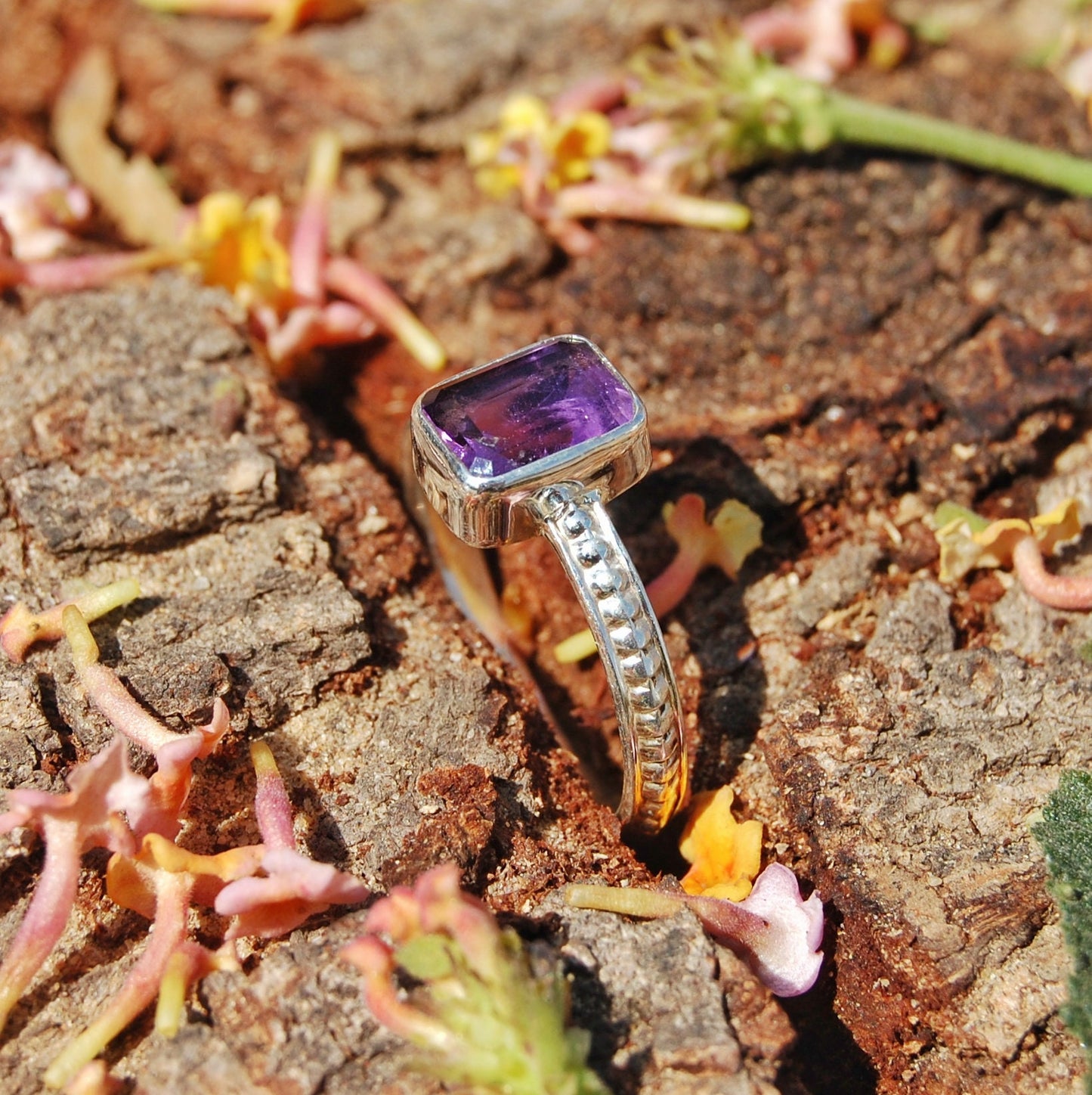 Amethyst Ascher Cut Ring