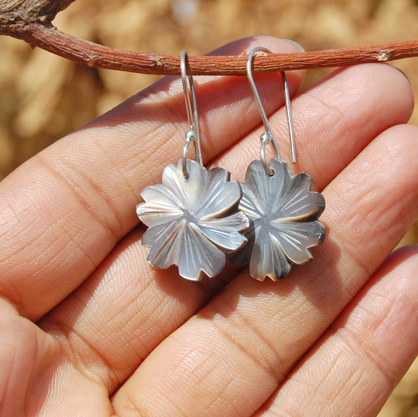 Mother of Pearl Floral Earrings