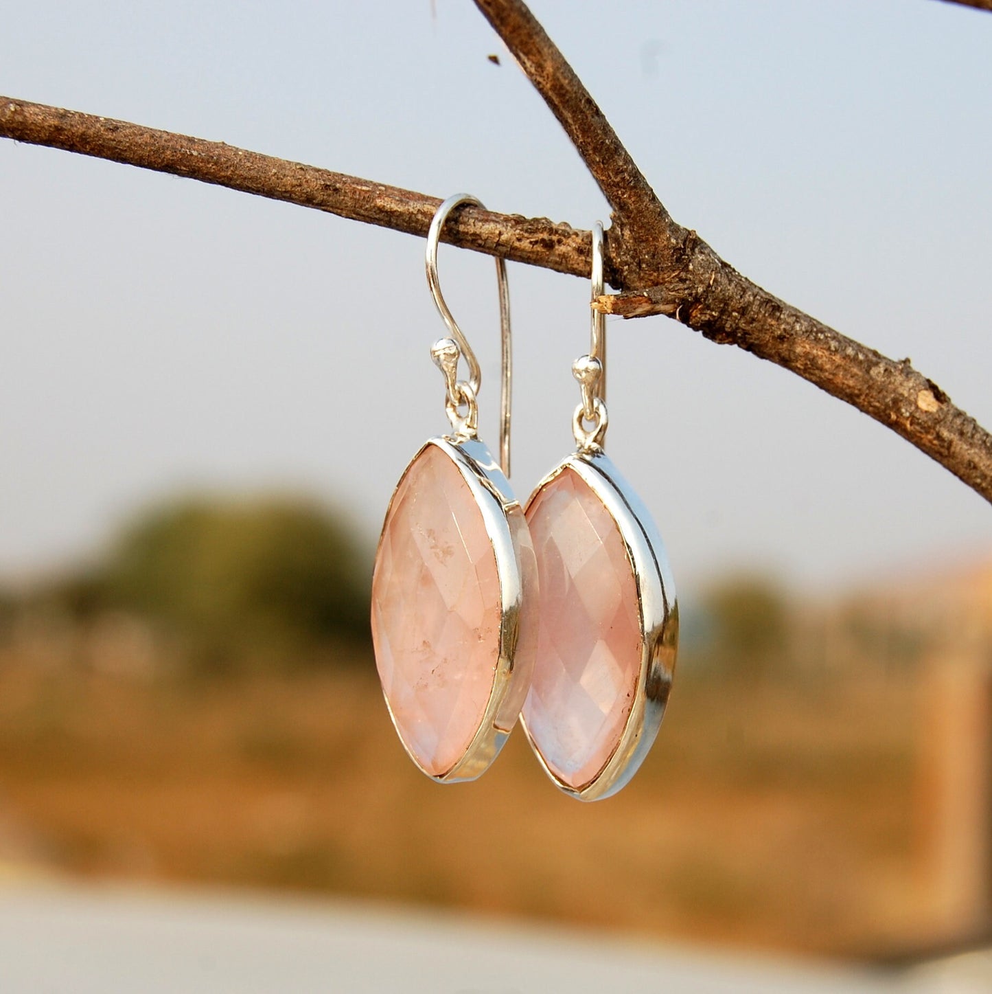 Lovely Rose Quartz Drop Earrings