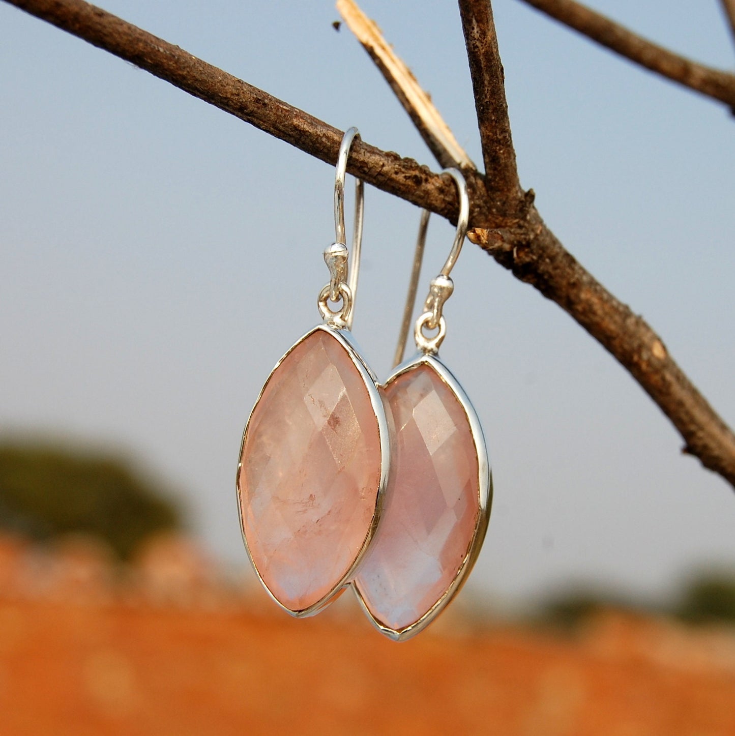 Lovely Rose Quartz Drop Earrings