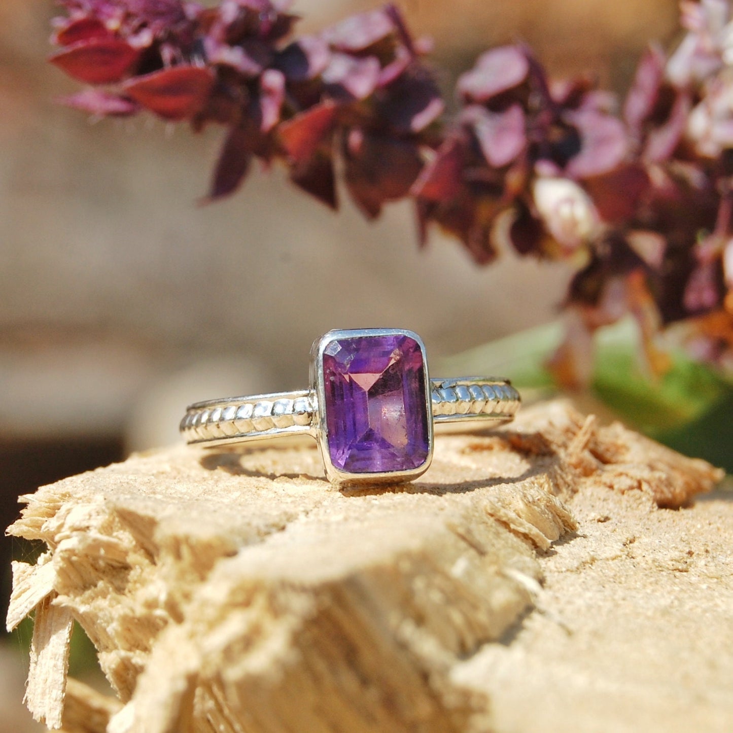 Amethyst Ascher Cut Ring