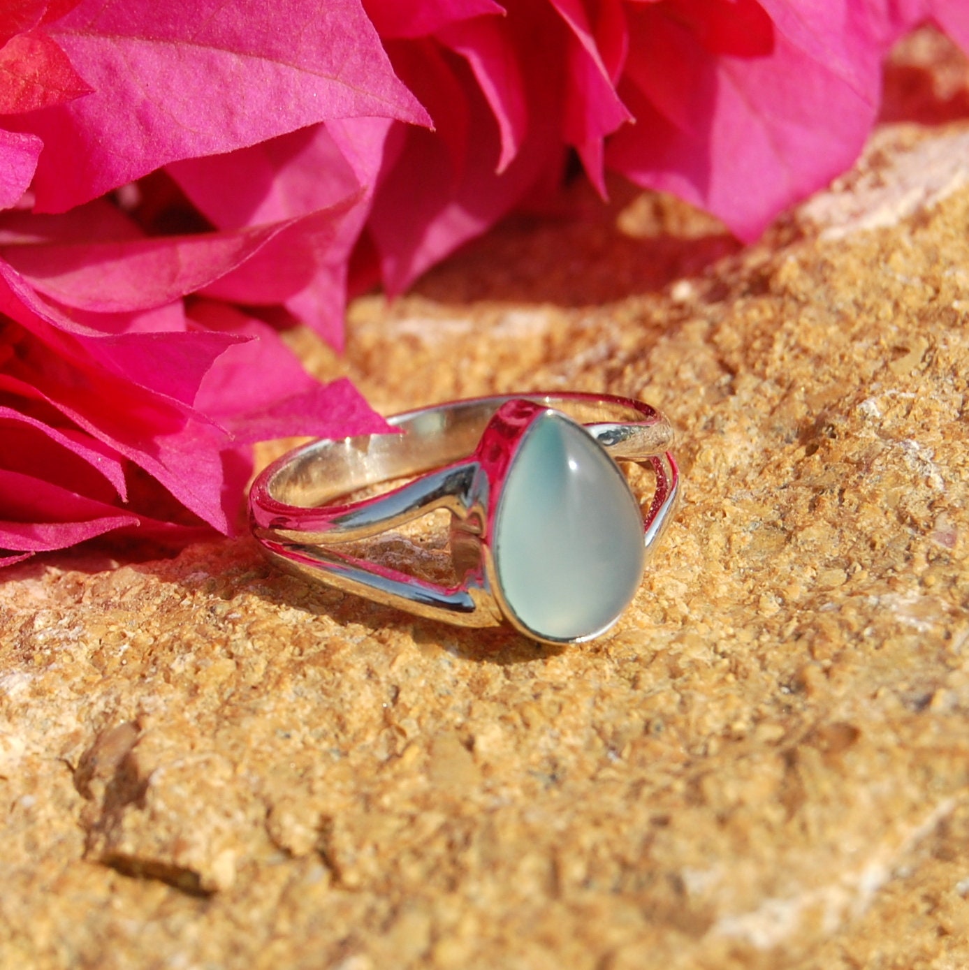 Aqua Chalcedony Ring