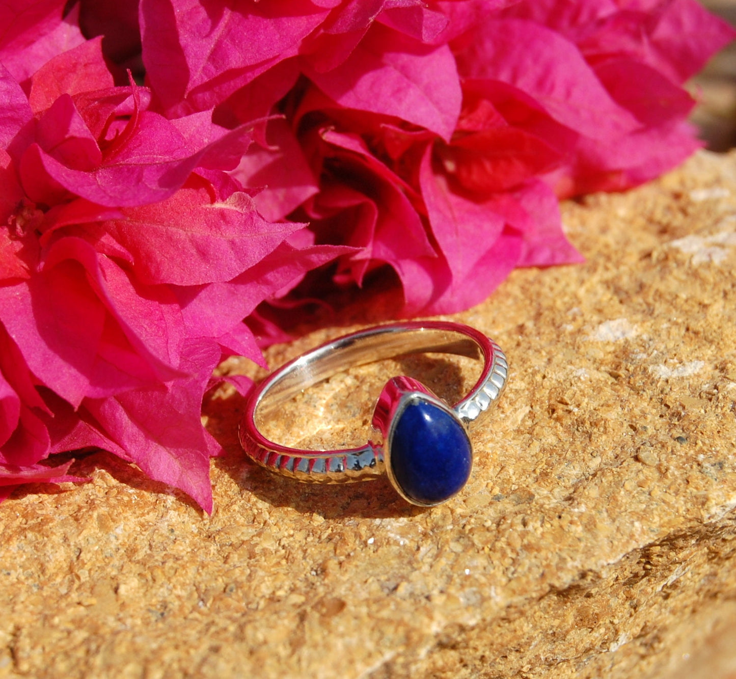 Lapis Lazuli Pear Cab Ring