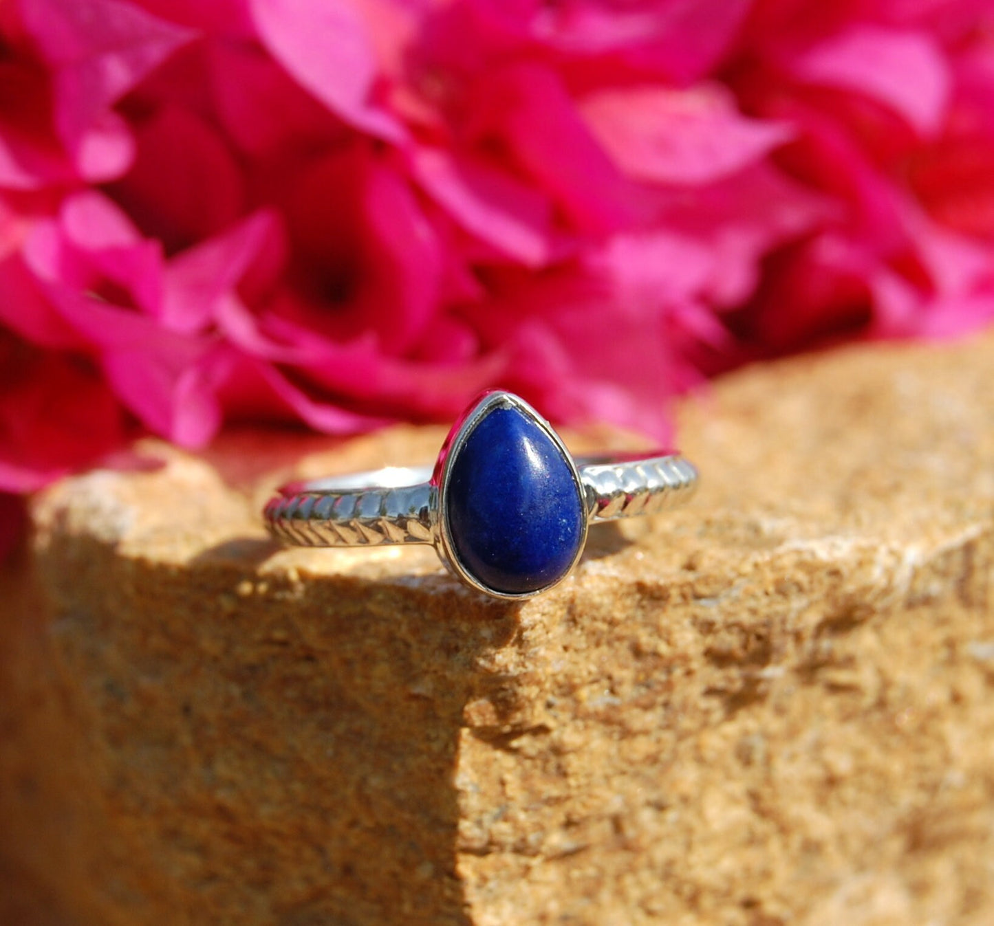 Lapis Lazuli Pear Cab Ring