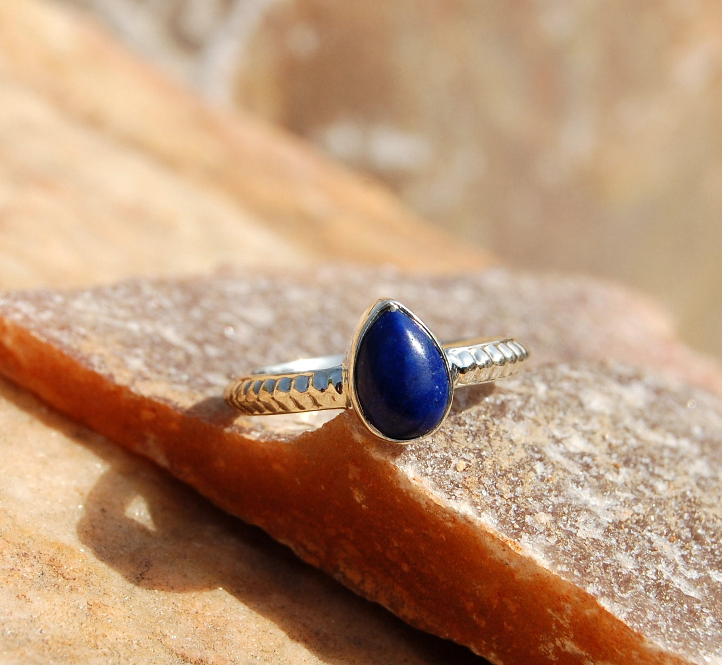Lapis Lazuli Pear Cab Ring