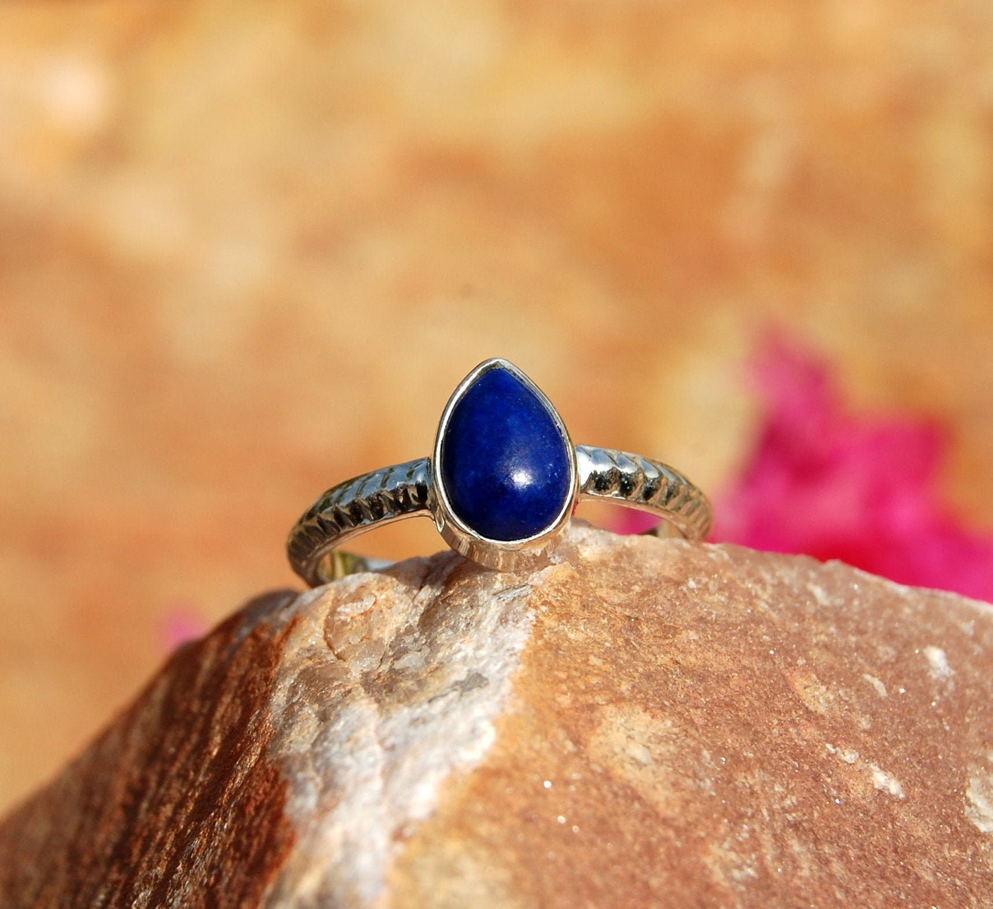 Lapis Lazuli Pear Cab Ring