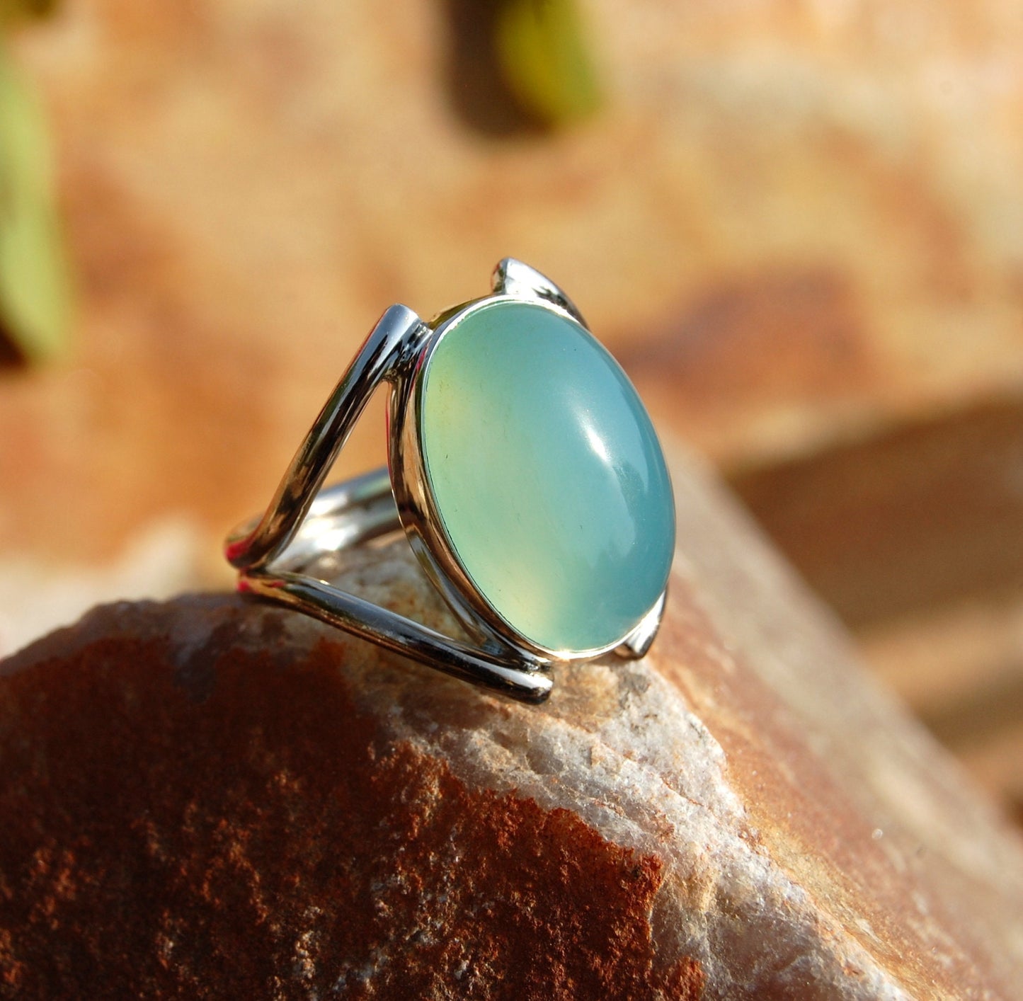 Aqua Chalcedony Ring