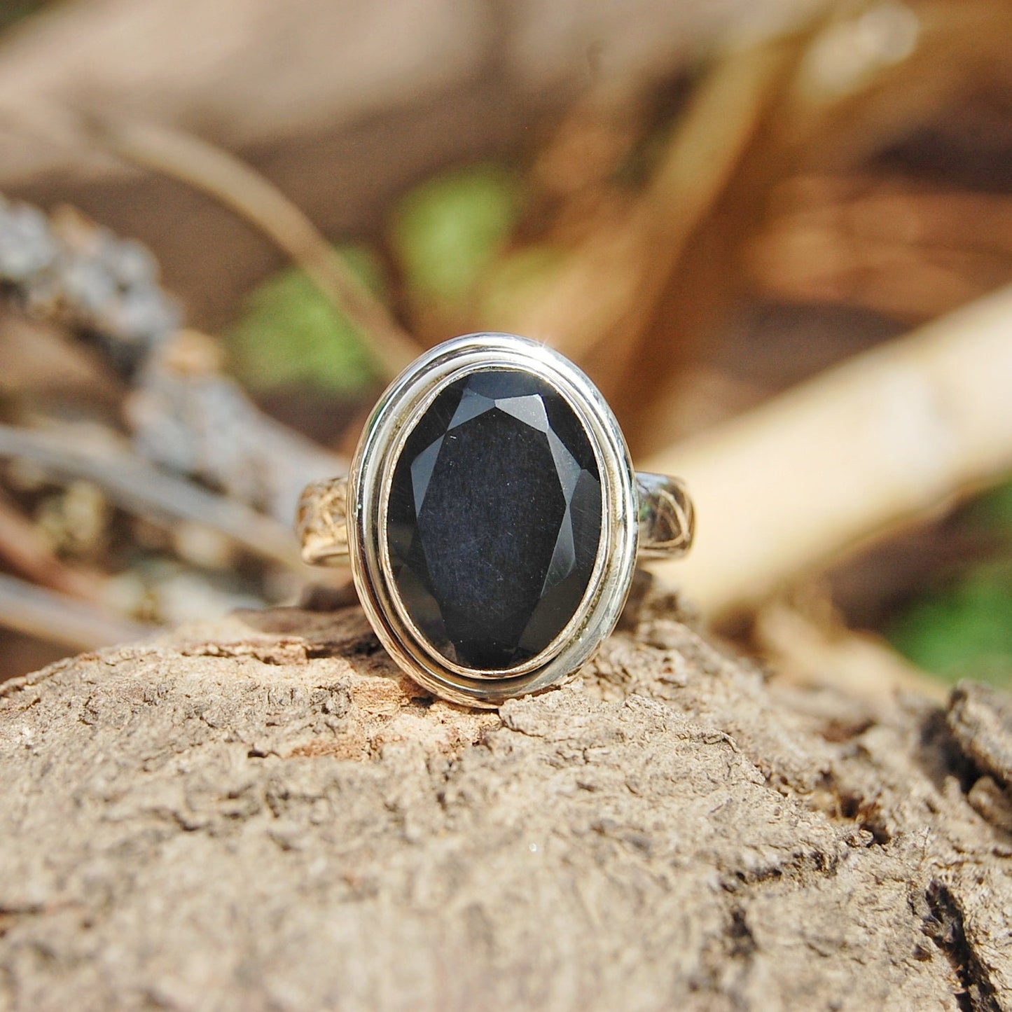 Black Onyx Oval Cut Ring