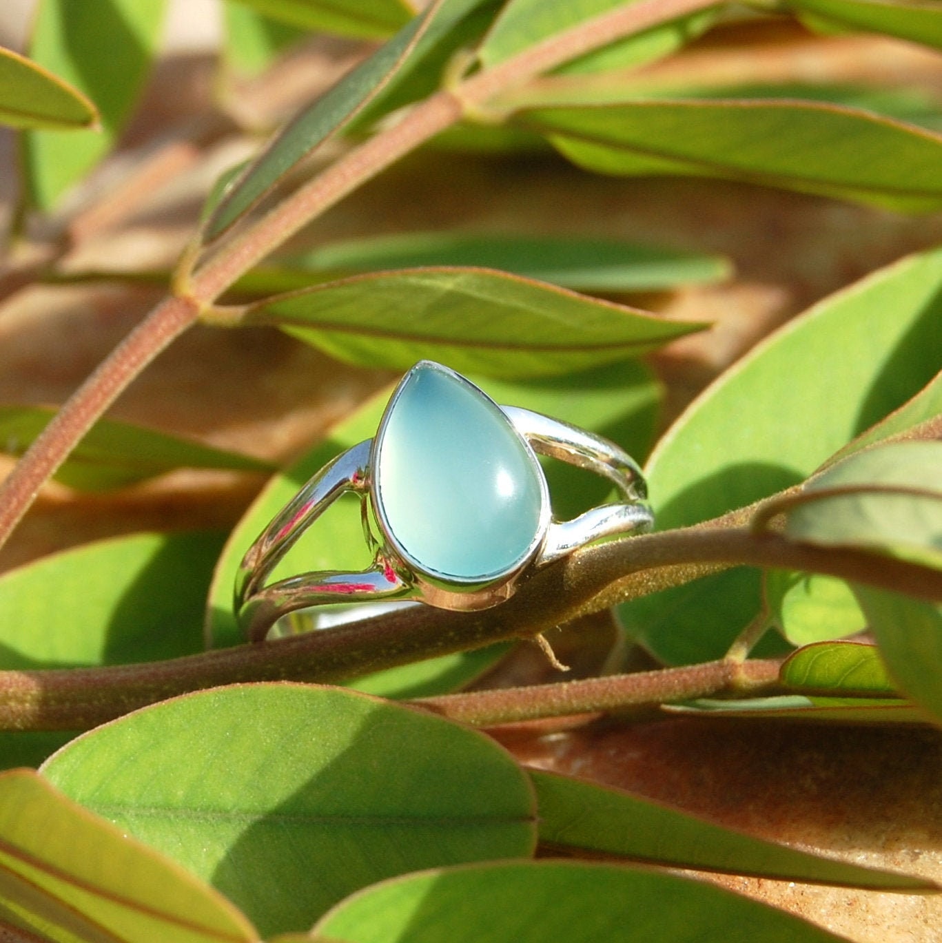 Aqua Chalcedony Ring