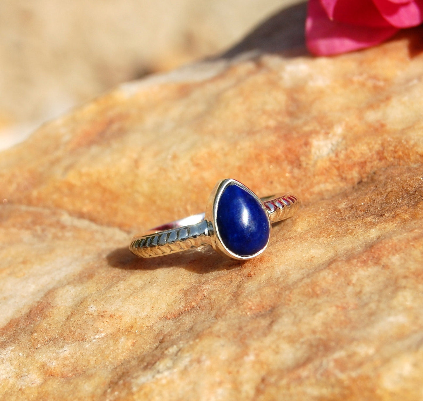 Lapis Lazuli Pear Cab Ring