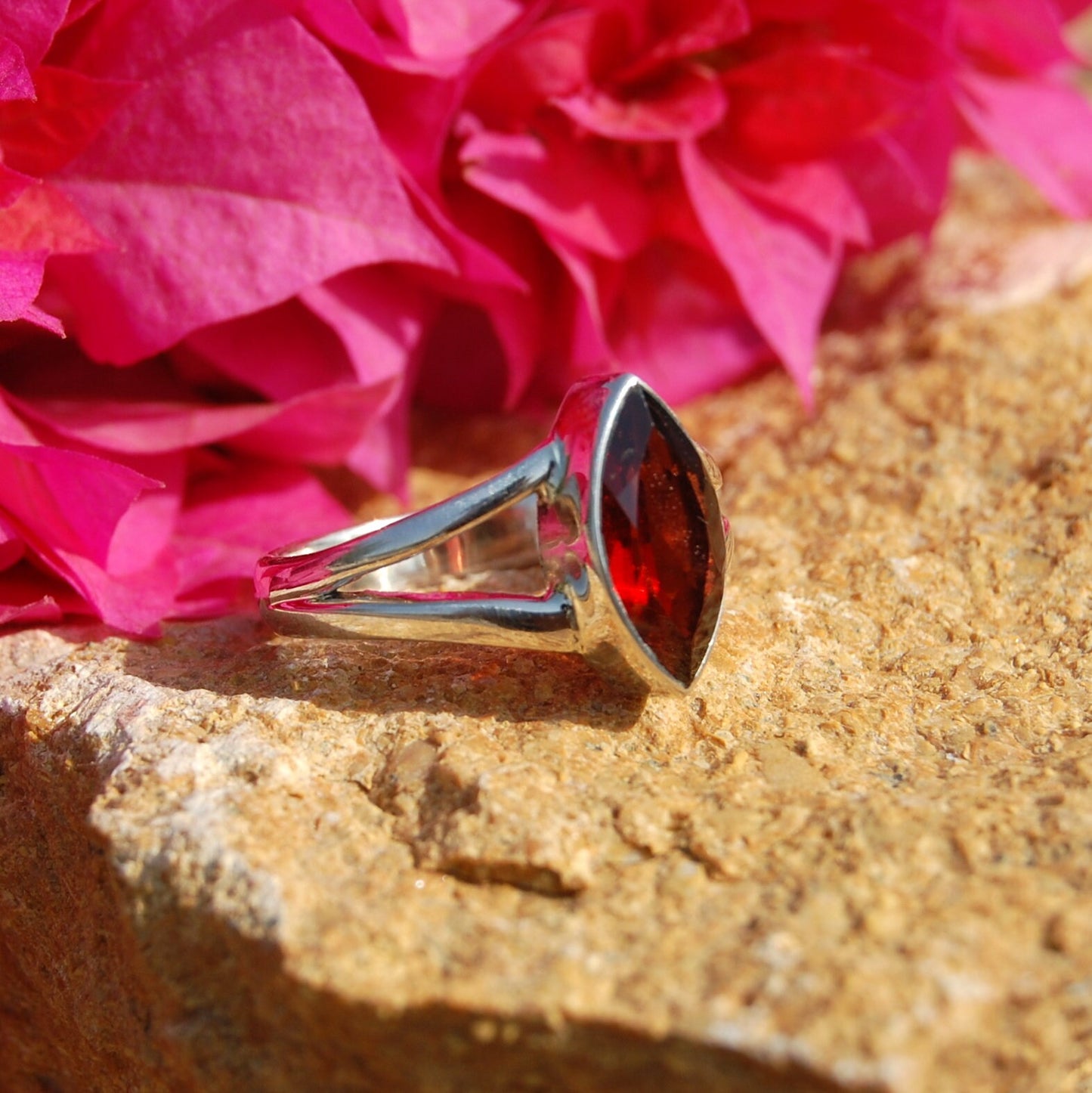 Red Garnet Marquise Cut Ring