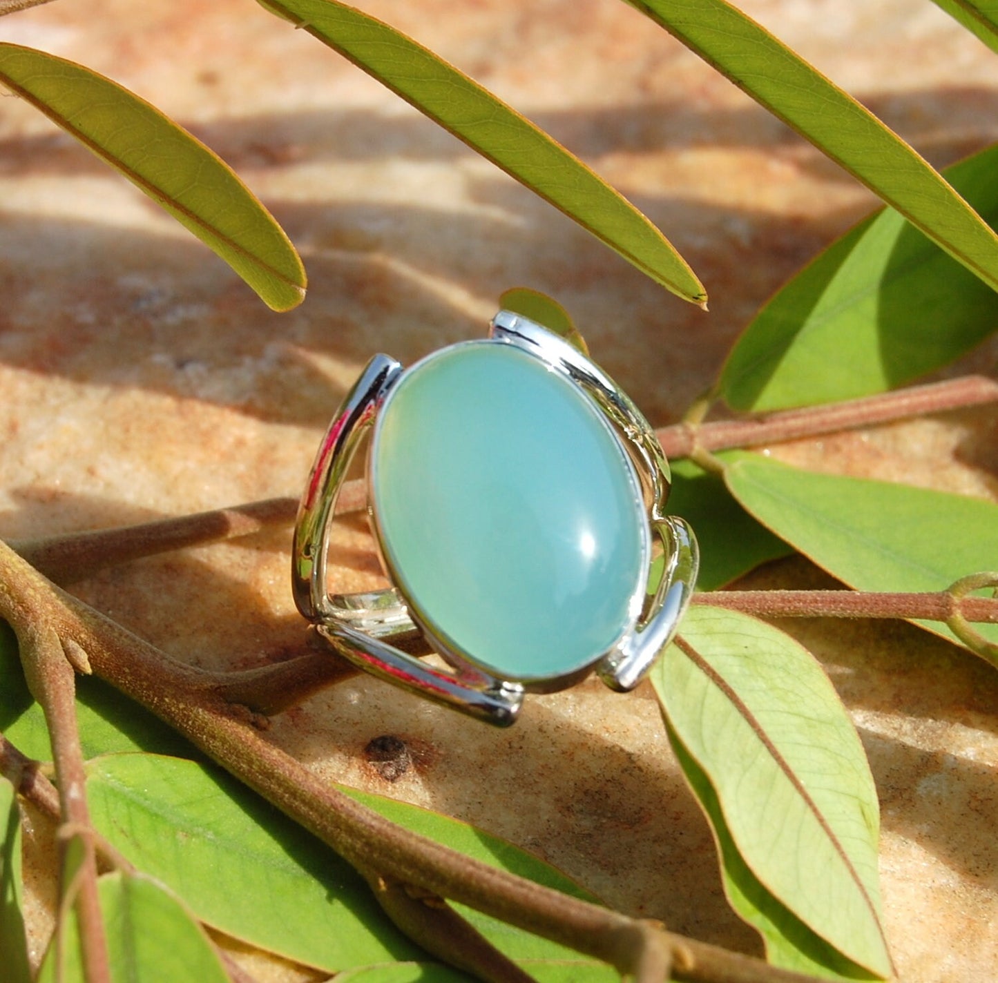 Aqua Chalcedony Ring