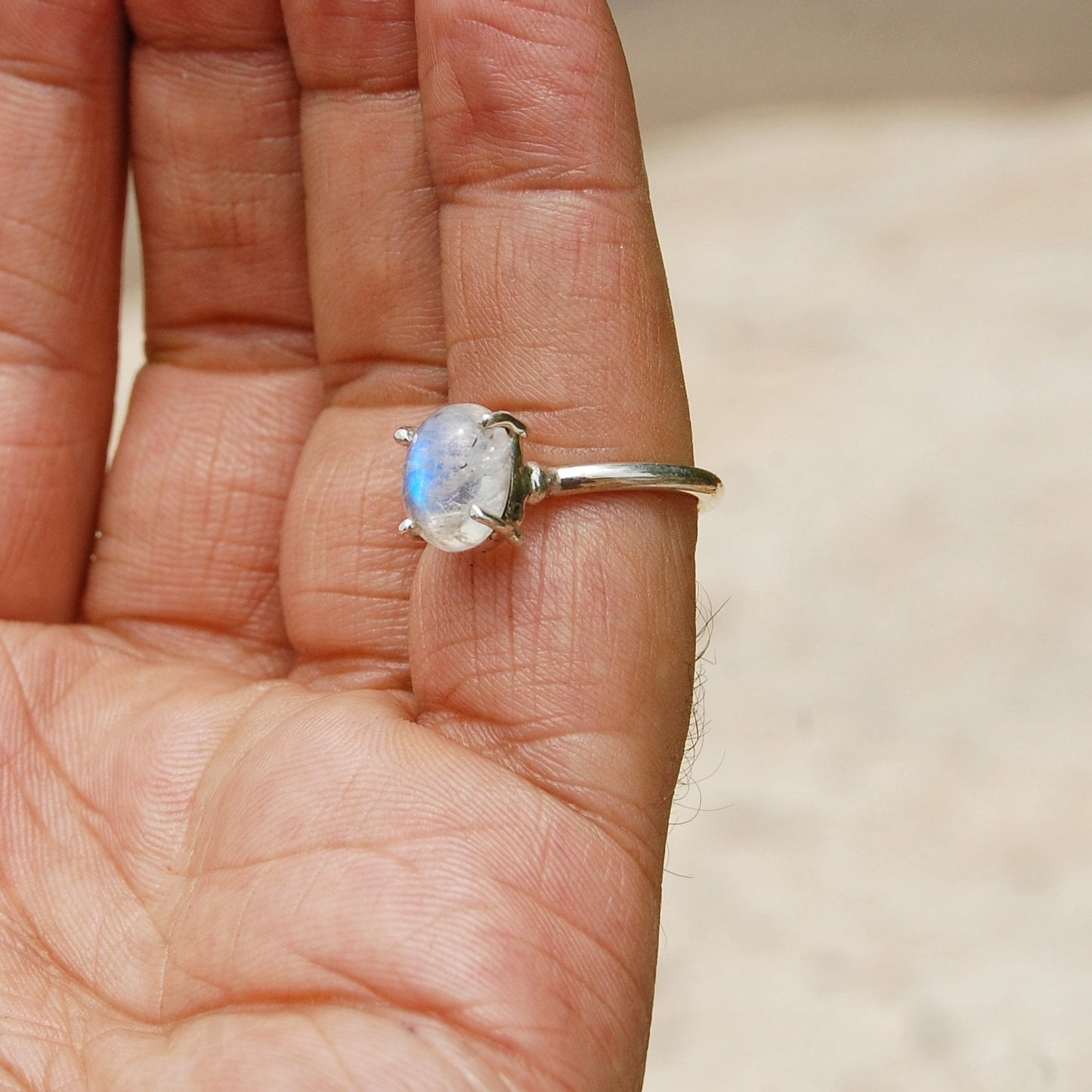 Rainbow Moonstone Ring