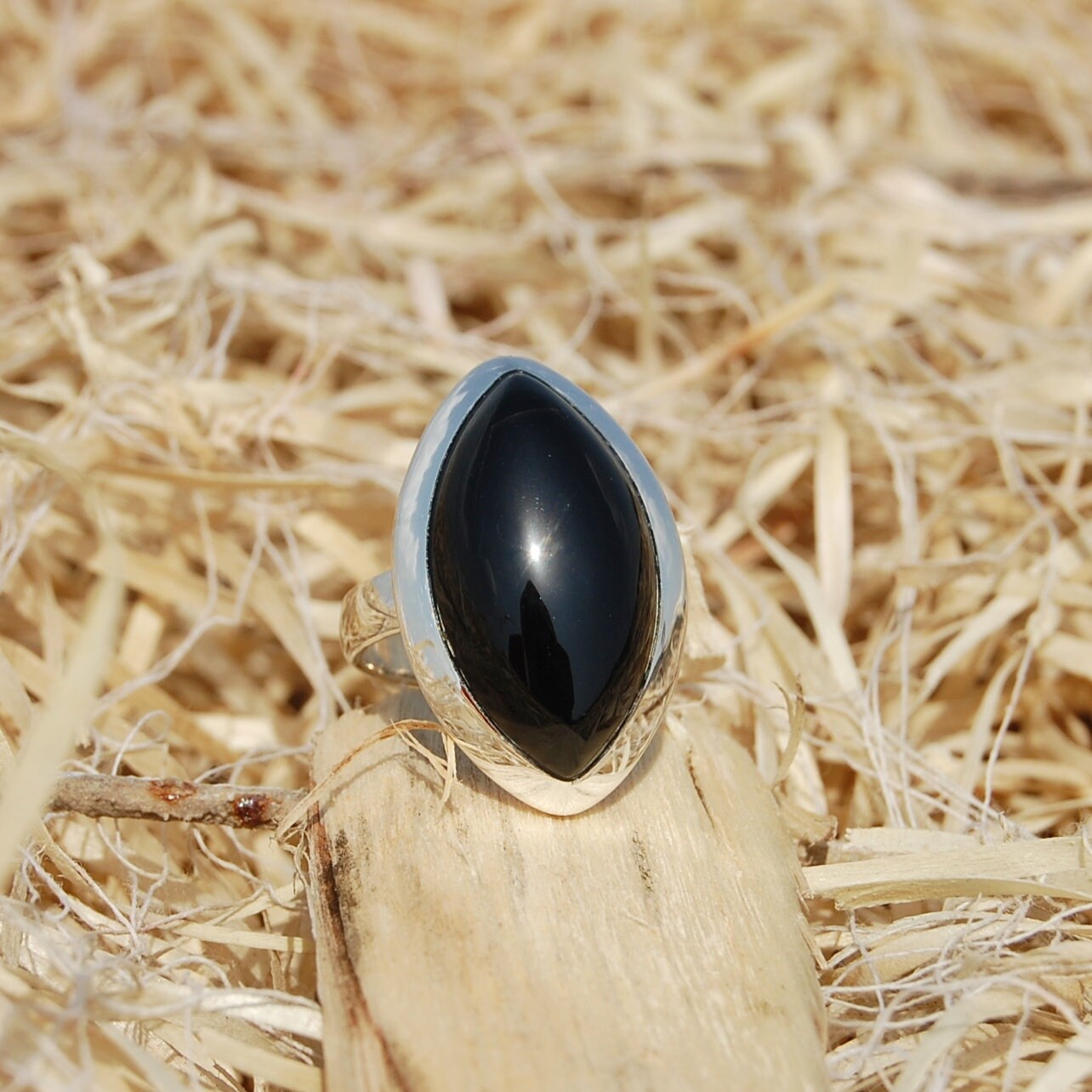 Black Onyx Marquise Ring