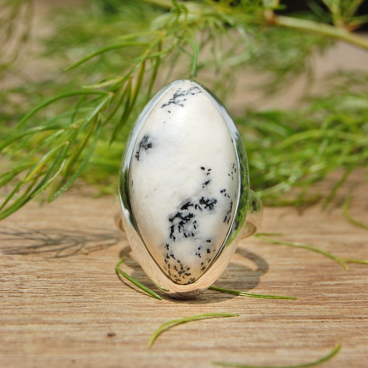 Dendritic Agate Marquise Statement Ring