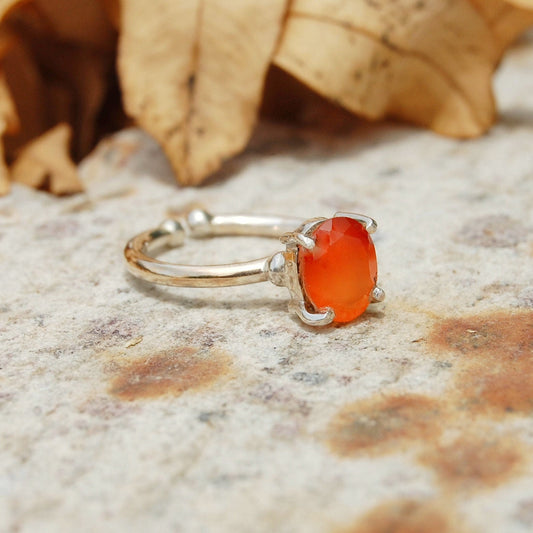Orange Carnelian Prong Setting Ring