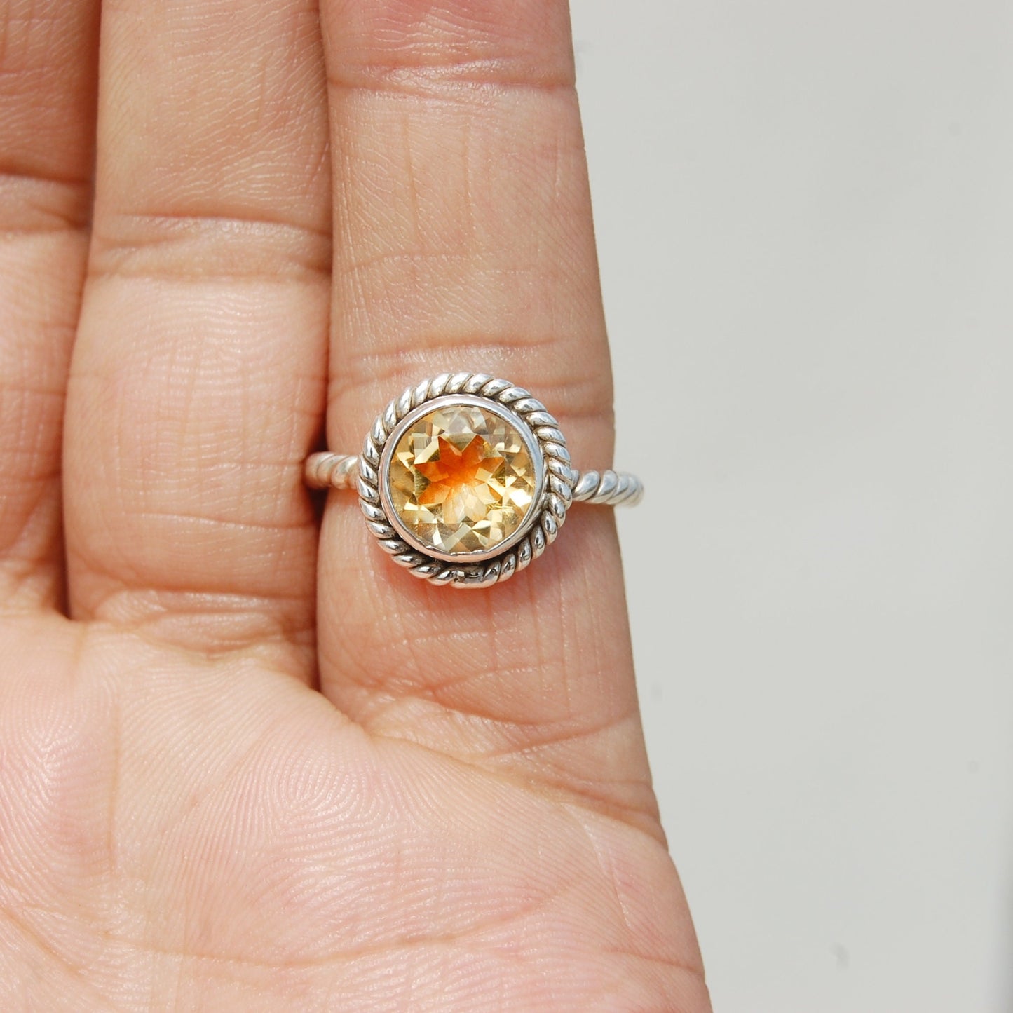 Citrine Twisted Wire Band Ring