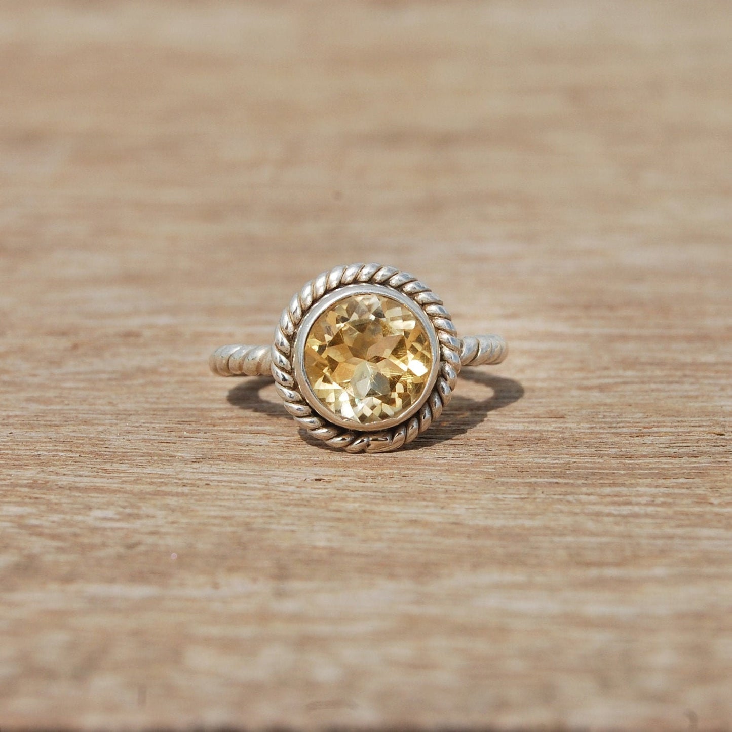 Citrine Twisted Wire Band Ring