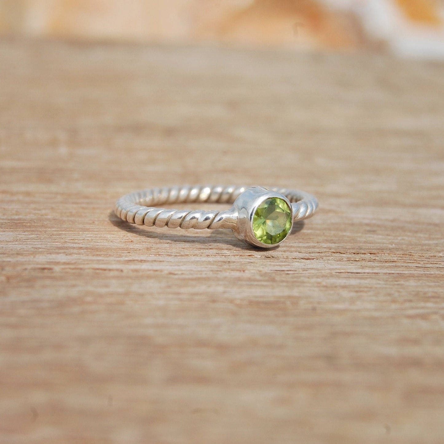 Peridot Twisted Wire Band Ring