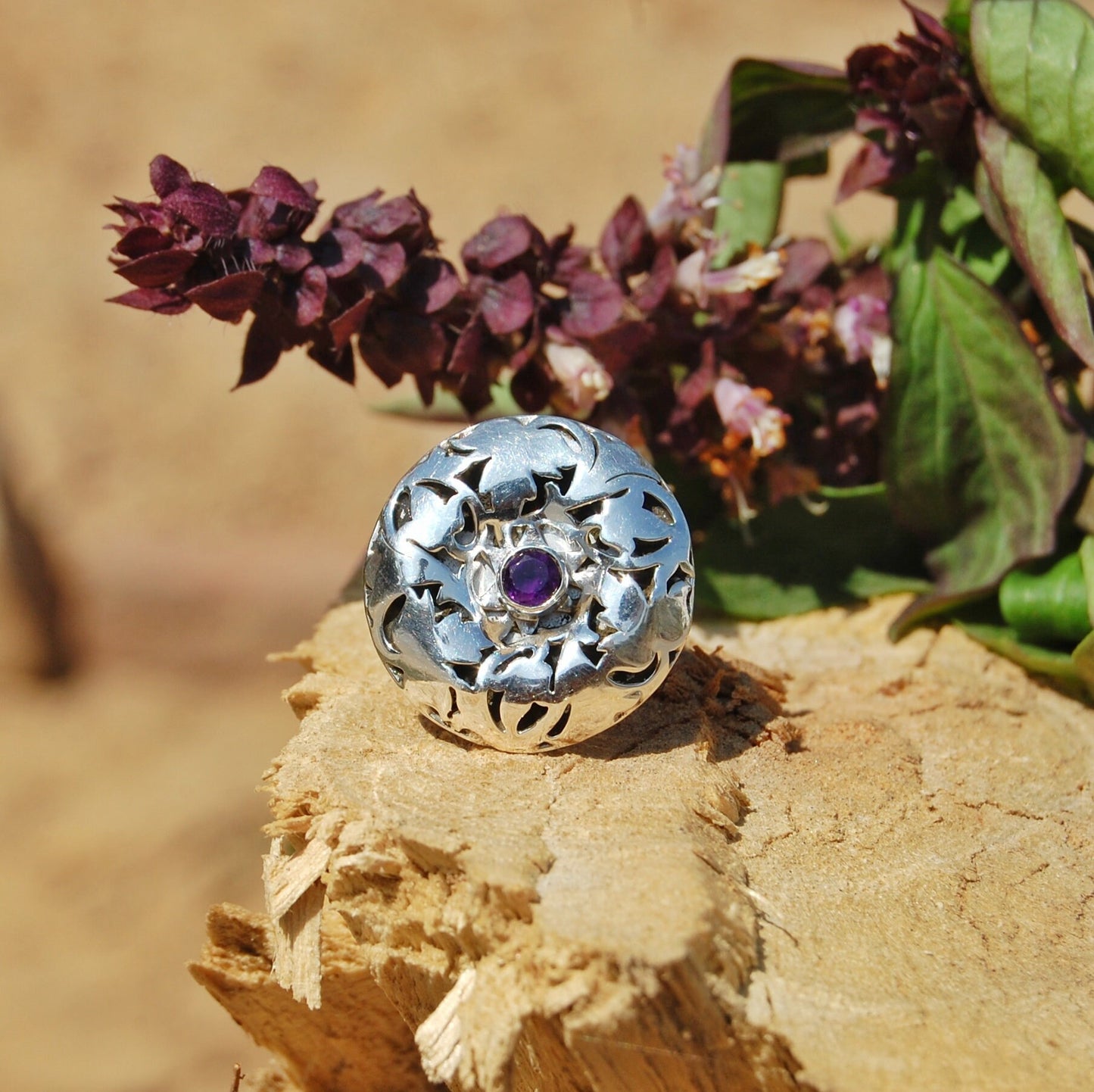 Amethyst Boho Ring