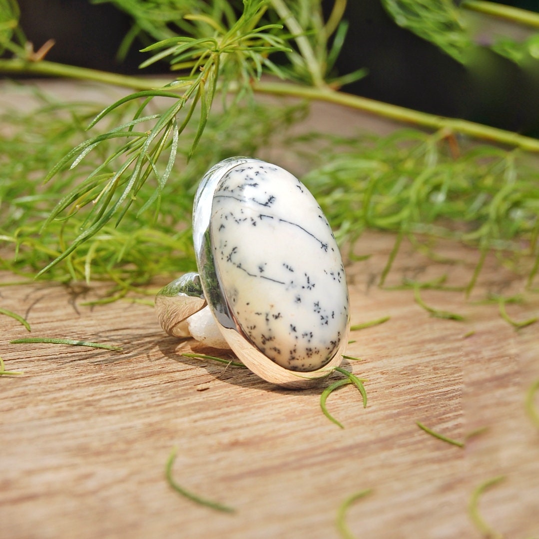 Dendritic Agate Statement Ring