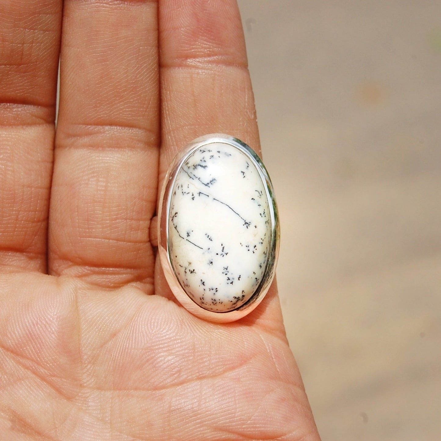 Dendritic Agate Statement Ring