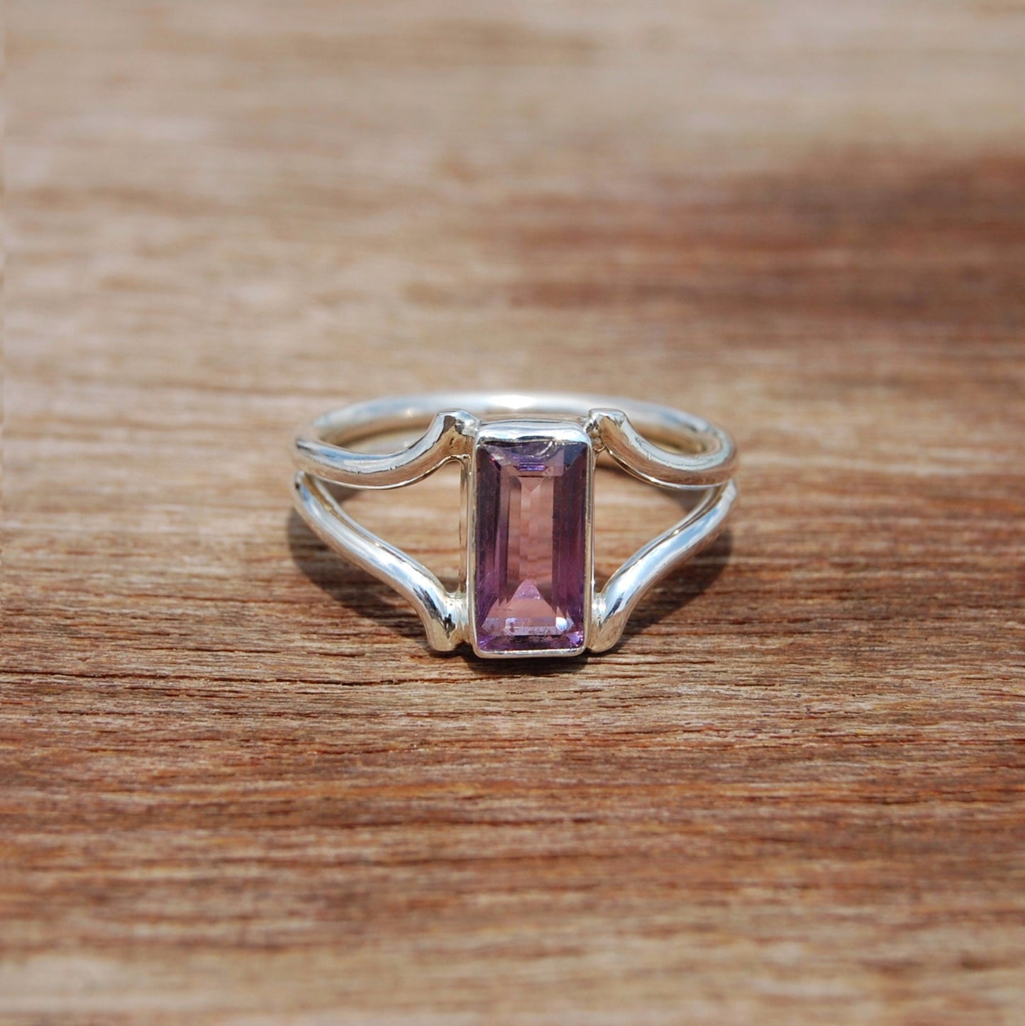 African Amethyst Rectangle Ring