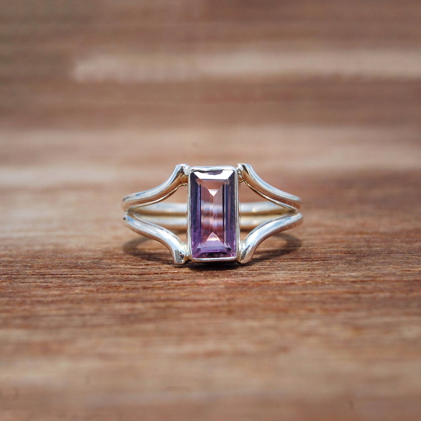 African Amethyst Rectangle Ring