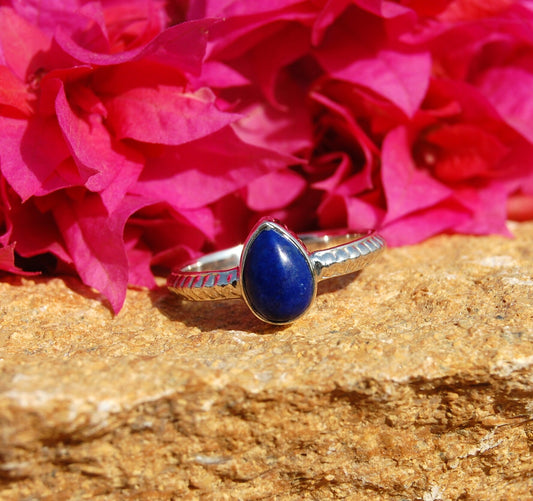 Lapis Lazuli Pear Cab Ring