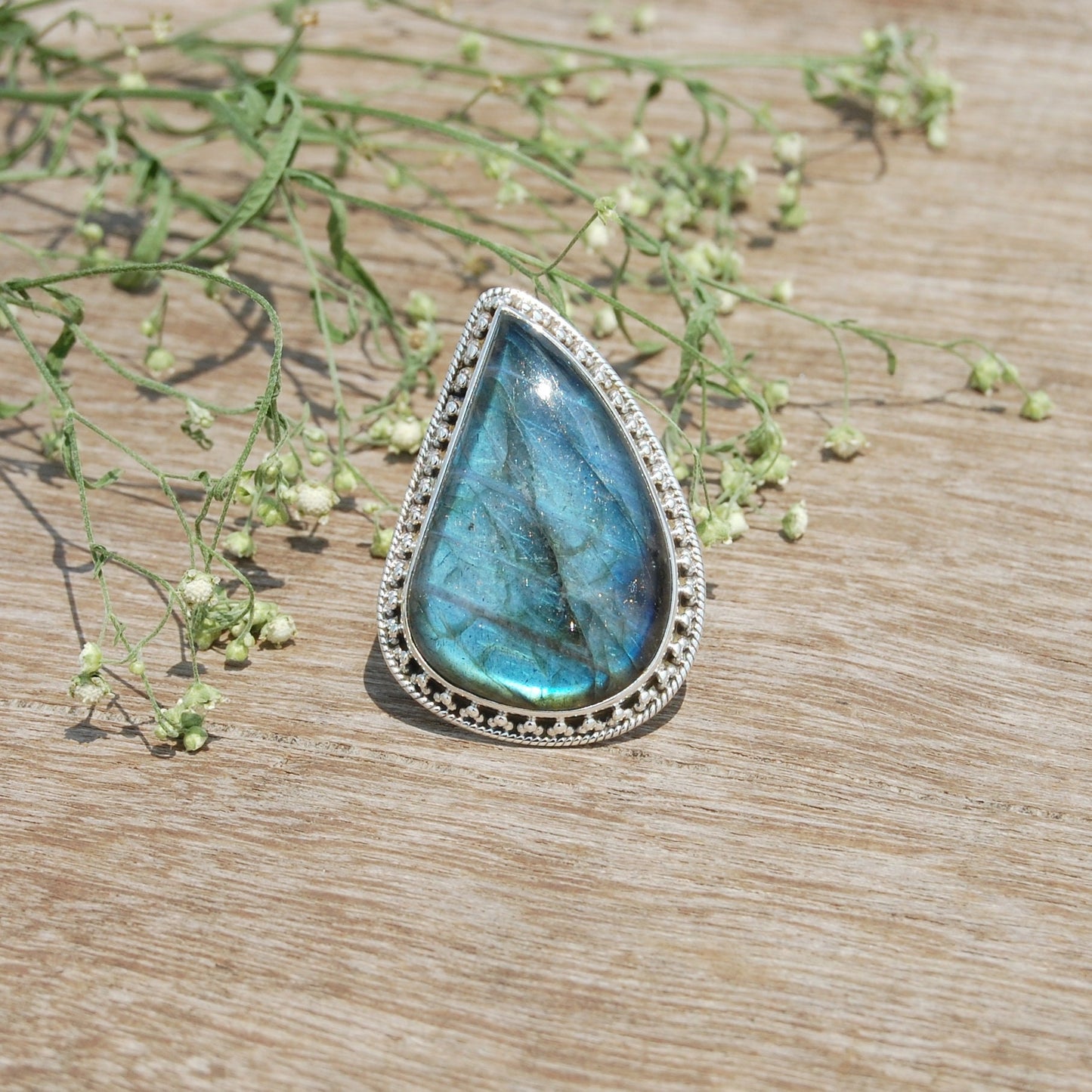 Blue Labradorite Statement Ring