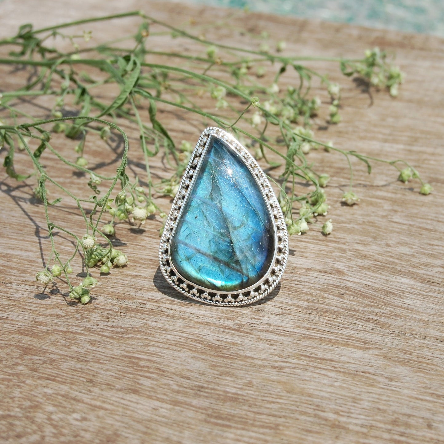 Blue Labradorite Statement Ring