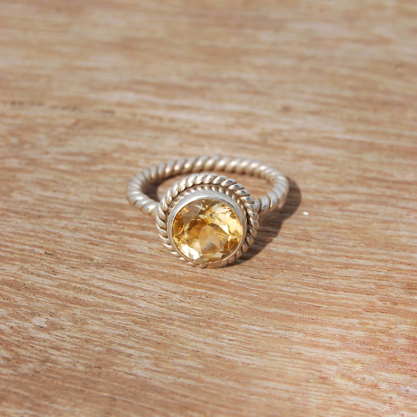 Citrine Twisted Wire Band Ring