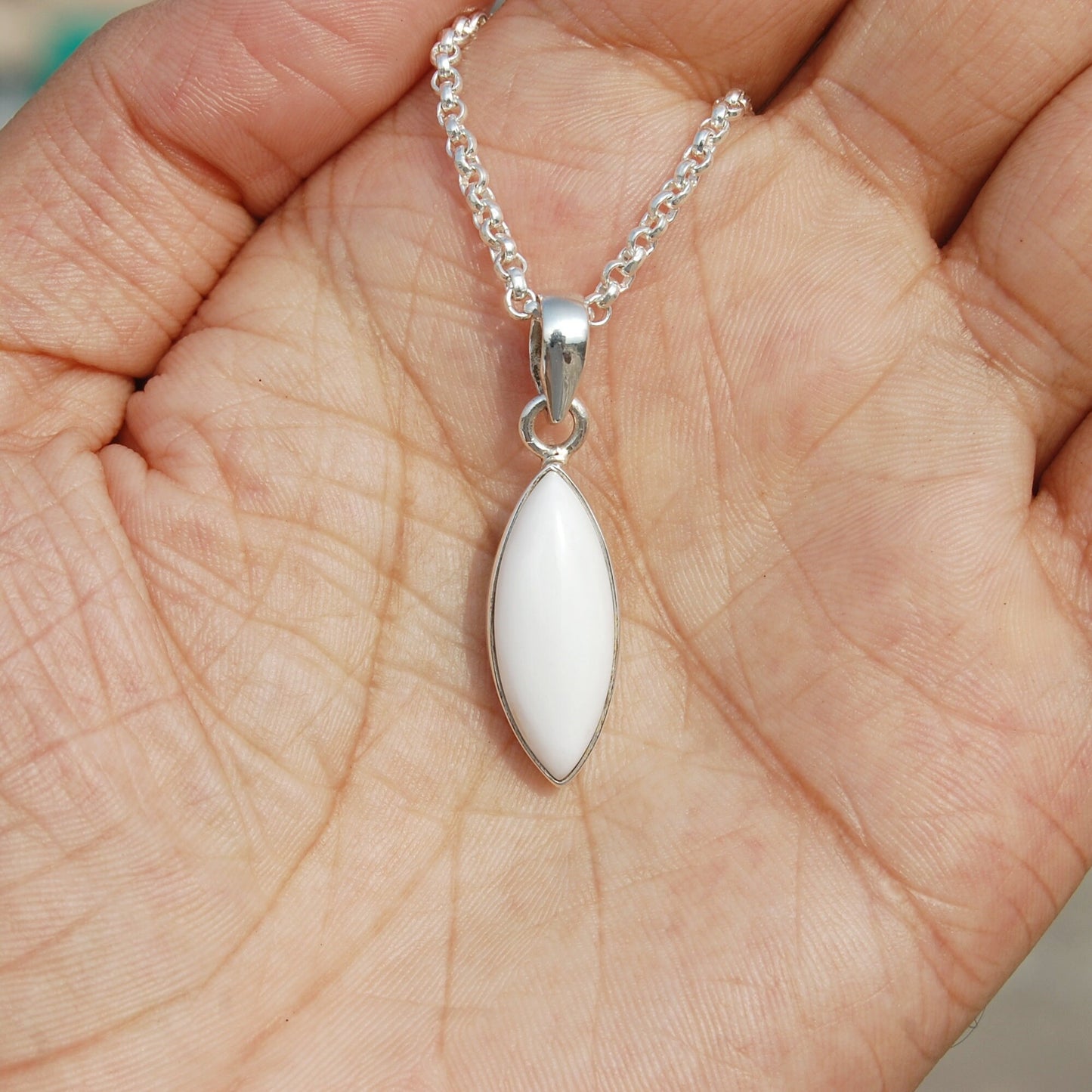 White Quartz Marquise Pendant