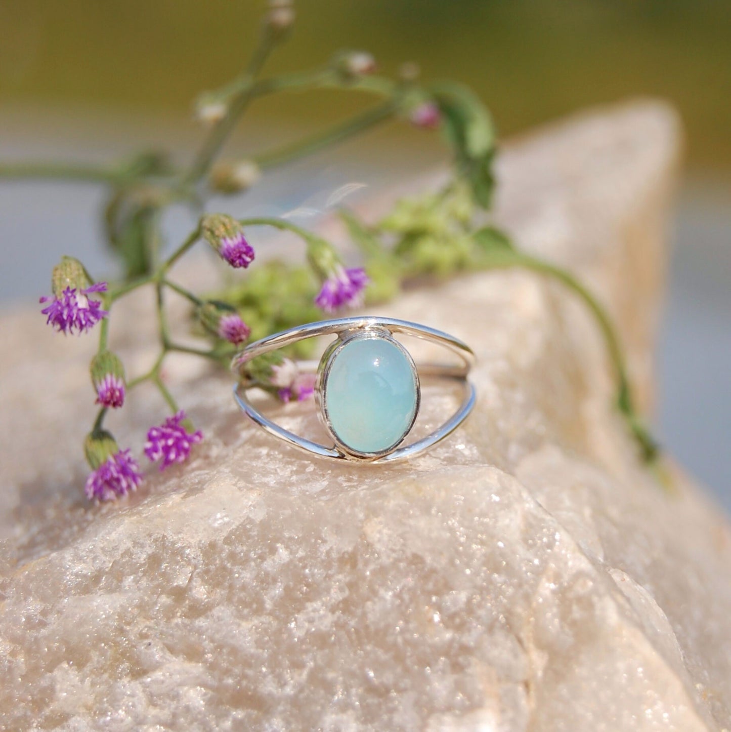 Aqua Chalcedony Ring