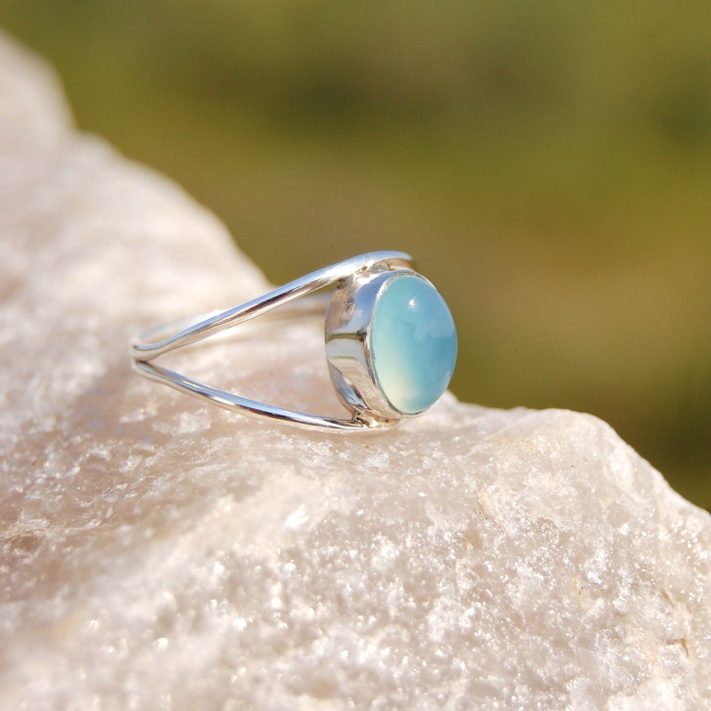 Aqua Chalcedony Ring