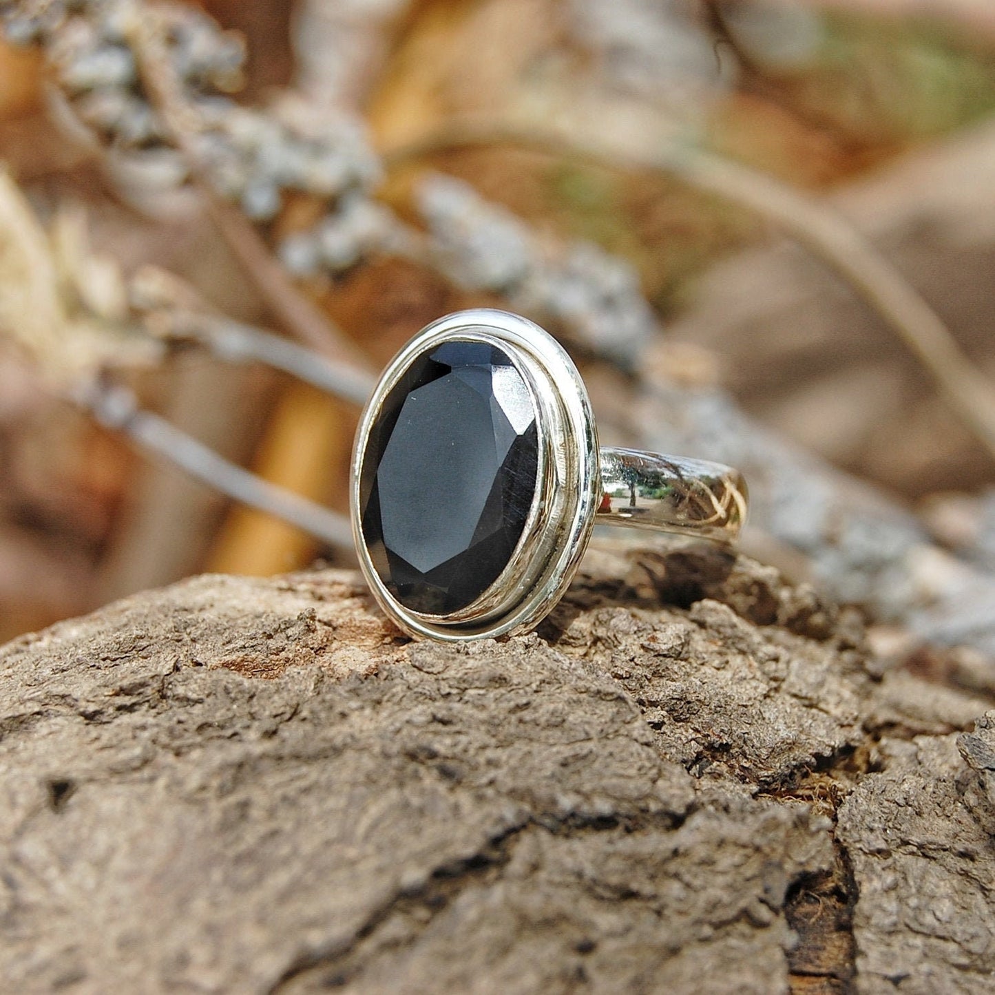 Black Onyx Oval Cut Ring