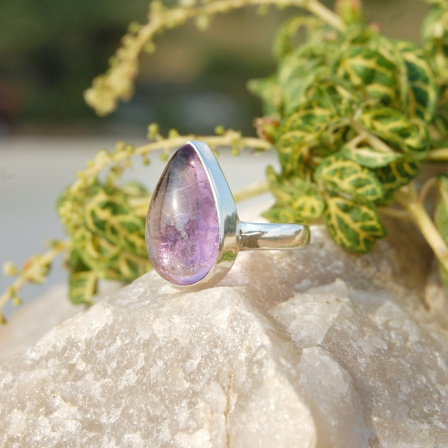 Amethyst Pear Ring