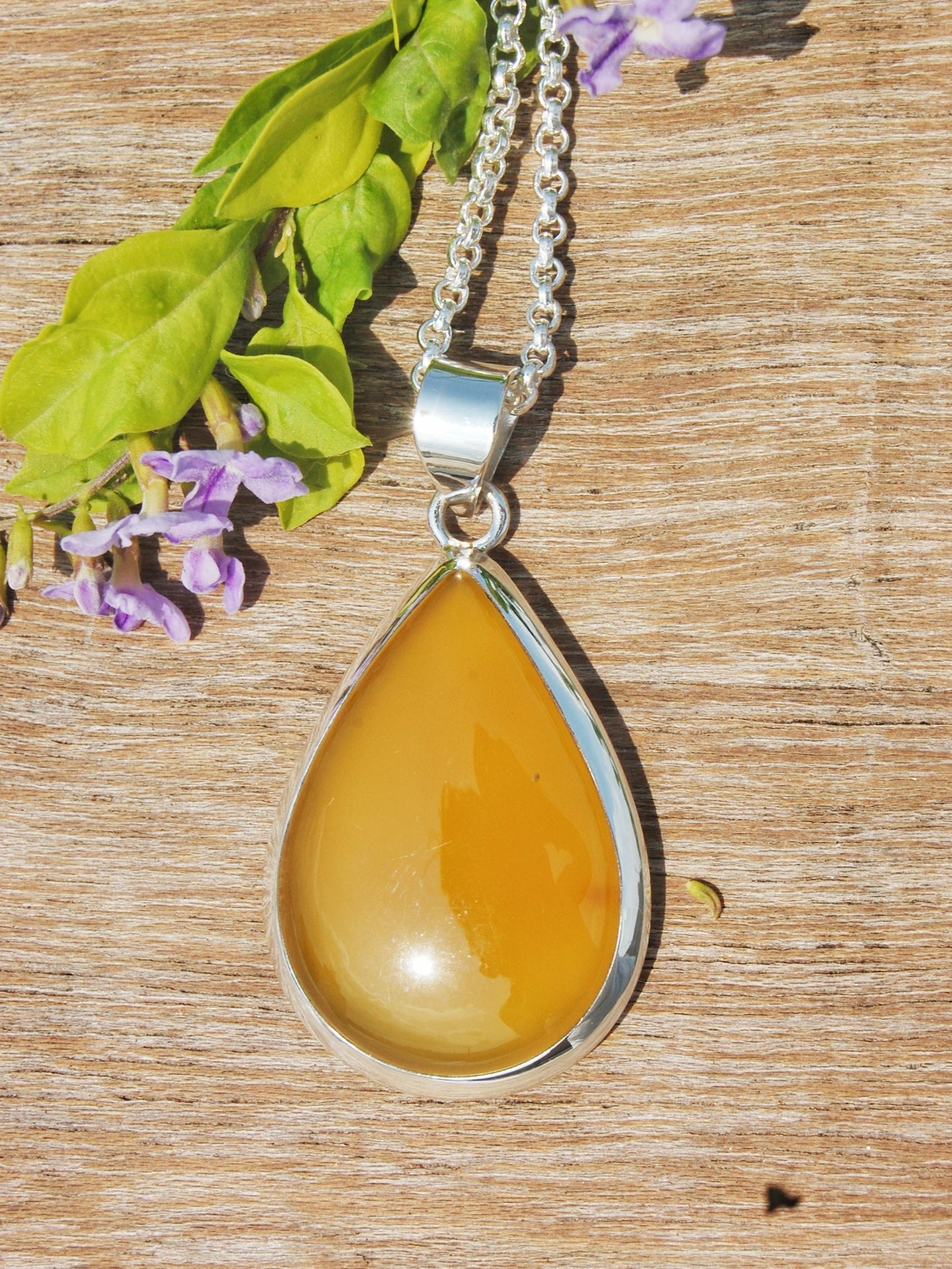 Yellow Onyx Pear Cab Pendant